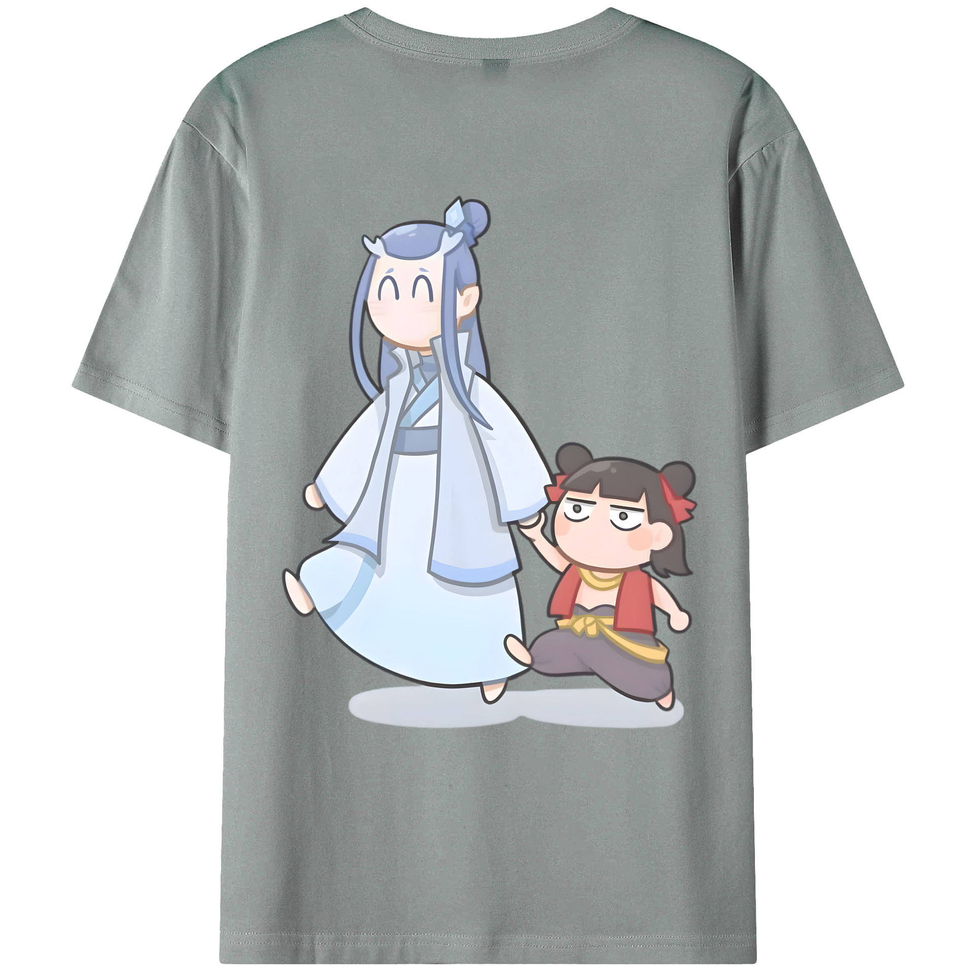（画像用） Ne Zha 2 ナタ 魔童の大暴れ 綿100％ メンズ半袖Tシャツ（バックプリント） 通気性